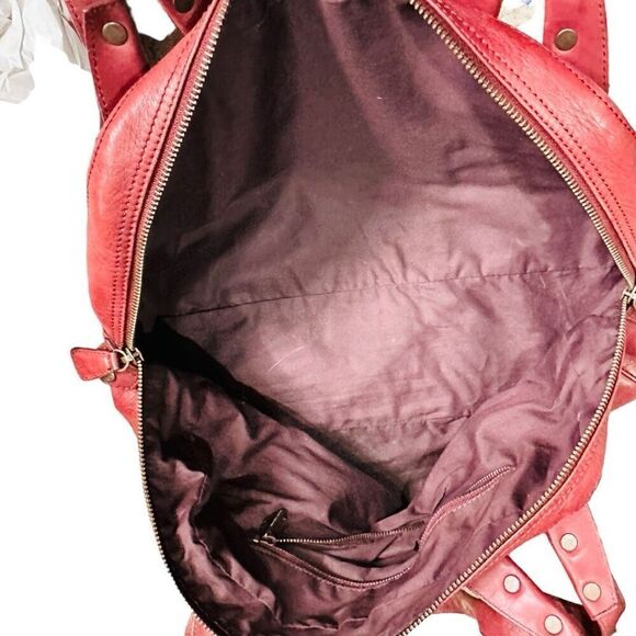 MARC BY MARC JACOBS Red Burgandy Leather Satchel Shoulder Bag Studs Designer Lux - Picture 3 of 8